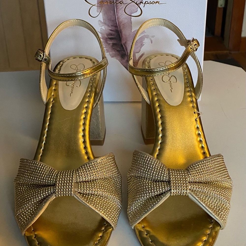 Jessica Simpson Gold Bow Women's Heeled Sandals